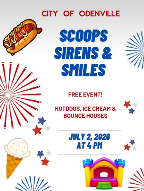 SCOOPS, SIRENS & SMILES  Meet Your Community Leaders & First Responders! Join us at the Odenville Library for an afternoon of community connection, conversation, and fun!