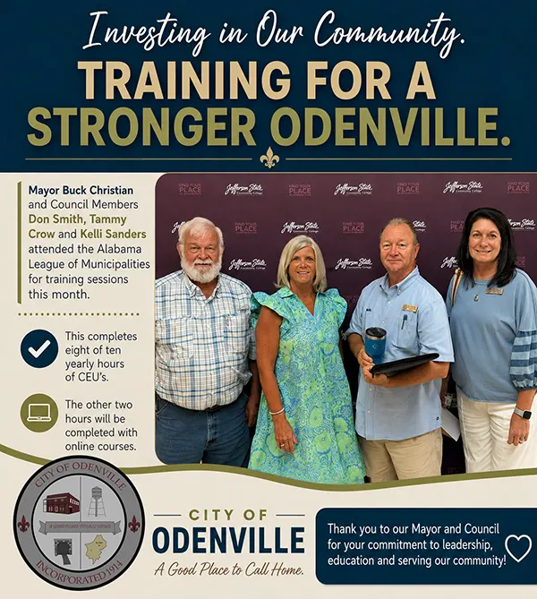 Mayor Buck Christian and Council Members Don Smith, Tammy Crow, and Kelly Sanders recently participated in training sessions through Alabama
